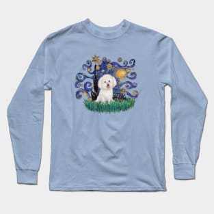 Starry Night Derivative with a Bichon Frise Long Sleeve T-Shirt